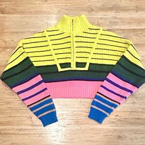 STAUD Multicolor Striped Turtleneck Sweater